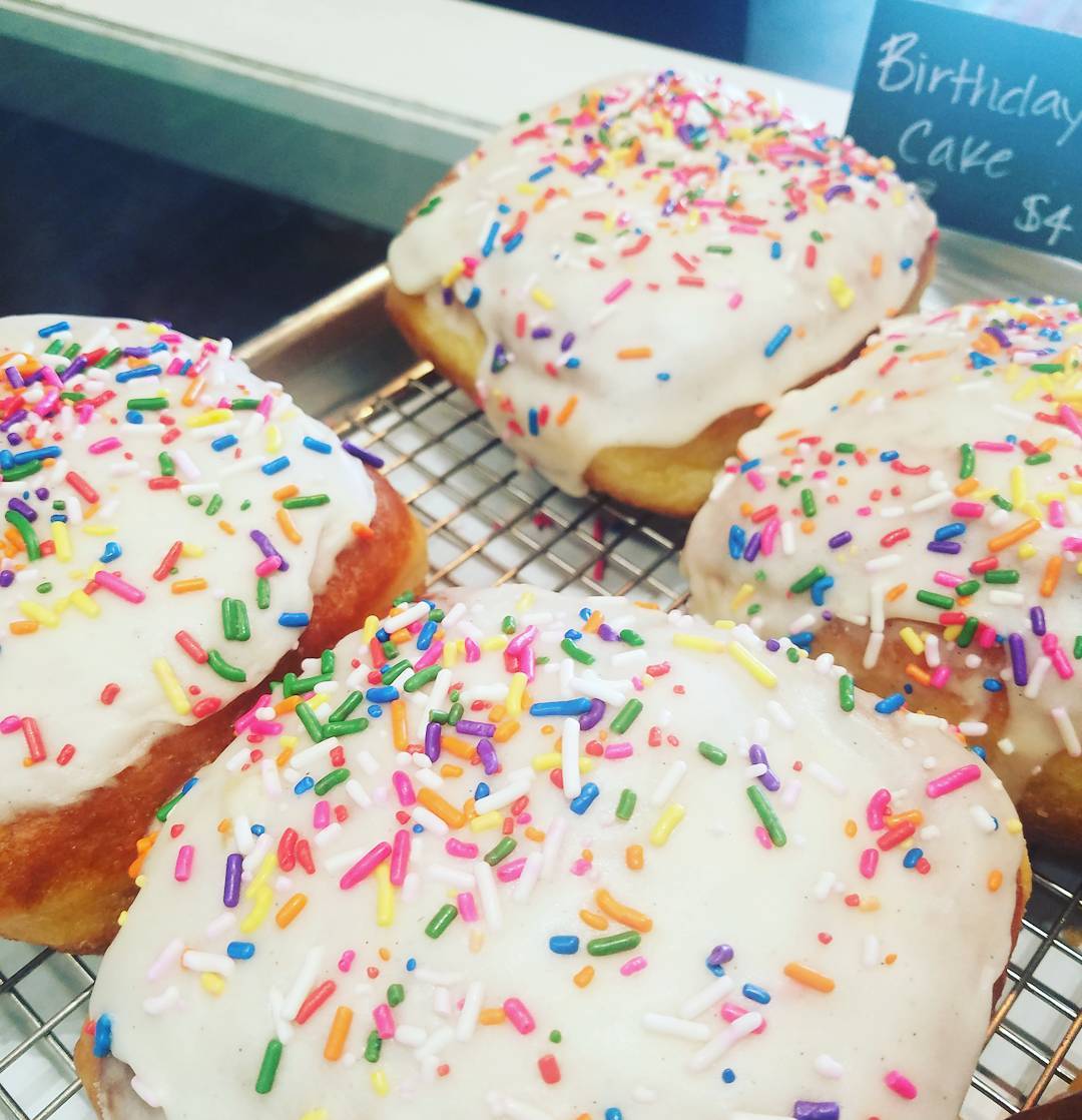 Birthday Cake filled Doughnut…Celebrate Today. 🍰🍰🍰🍰🍰🍰🍰🍰🍰🍰🍰🍰🍰🍰🍰🍰🍰🍰🍰🍰 @bellekitchenokc #doughnut #doughnuts #donut #donuts #okc #fresh #real #handmade #eeeeeats #f52grams #instagram #warm #bonappetit #buzzfeed #travelchannel #eat #keepitlocalok #huffpostgram #huffposttaste #zagat #bellekitchen #insta #food #foodie #nom #nomnom #igers #instagood #sprinkles