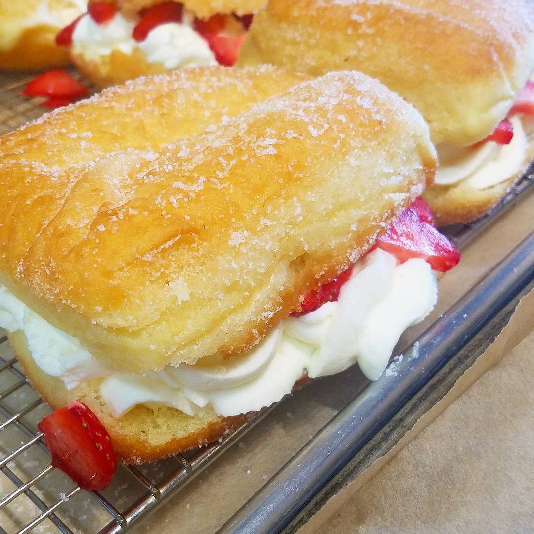 Strawberries and Cream!!! @bellekitchenokc #doughnuts #donut #donuts #okc #fresh #real #whipped #cream #strawberries #saveur #travelchannel #instagram #insta #pic #pretty #instagood #yum #yummy #yes #foodporn #eeeeeats #f52grams #instagram #warm #bonappetit #buzzfeed #insta #instagood