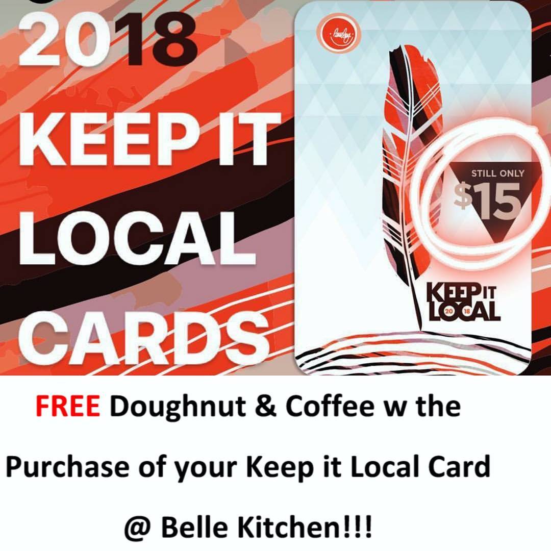 FREE Coffee & Doughnut with the Purchase of you Keep it Local Card!!! These cards are an awesome, awesome way to support local business and make the Best gifts, stocking suffers, staff appreciation!!! So come on over to Belle where you get something for your smart gift giving!!! @bellekitchenokc @keepitlocalok #keepitlocalok #okc #visitokc #oklahomacity #oklahoma #free #localokc